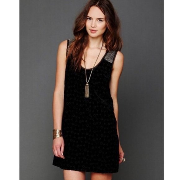 NWOT Free People Danced to Pieces Black Beaded Dress size 0 - Picture 4 of 5
